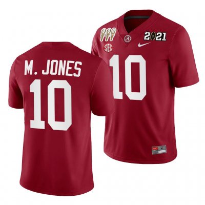 Men's Alabama Crimson Tide #10 Mac Jones 3X CFP National Championship Crimson NCAA Winner College Football Jersey 2403MVVS3